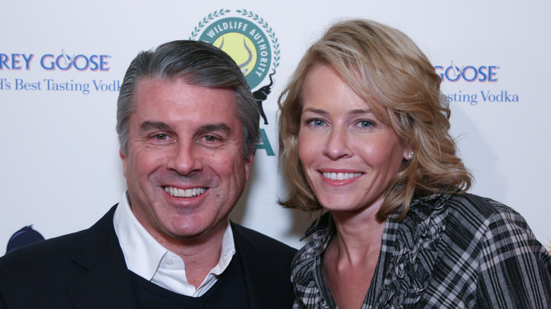 Ted Harbert posing with Chelsea Handler