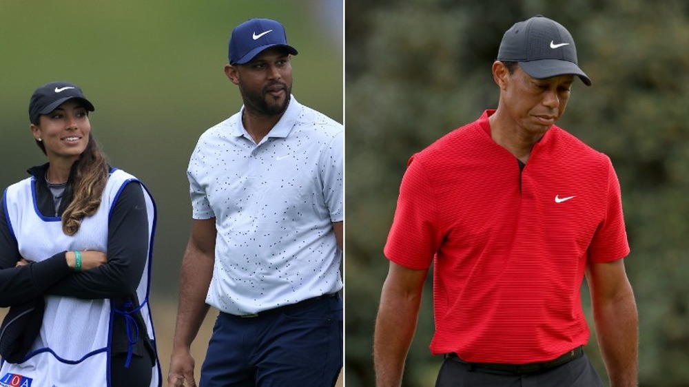 Cheyenne Woods and Aaron Hicks with Tiger Woods