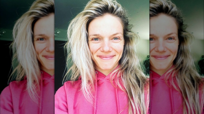 Tracy Spiridakos wearing pink