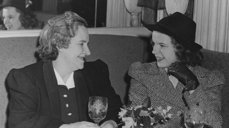 Ethel and Judy Garland posing for photo in 1938