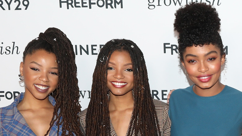 Chloe Bailey, Halle Bailey, and Yara Shahidi on the red carpet