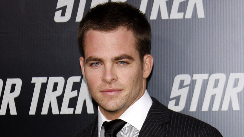 Chris Pine striped suit short hair