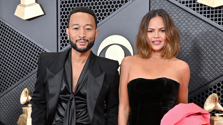 John Legend and Chrissy Teigen at the Grammys