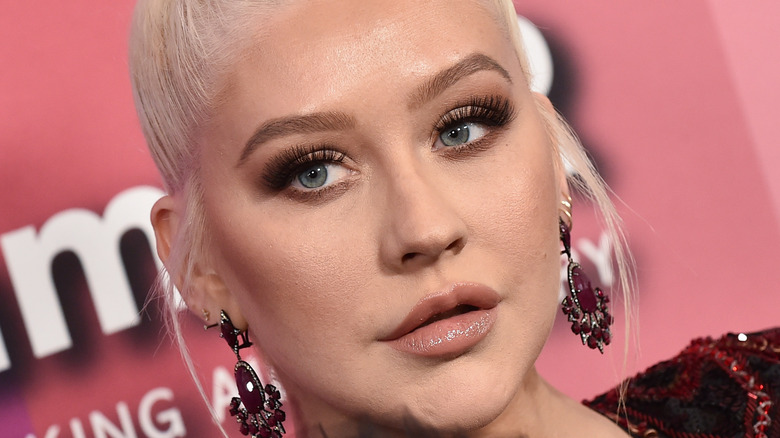 Christina Aguilera wearing earrings