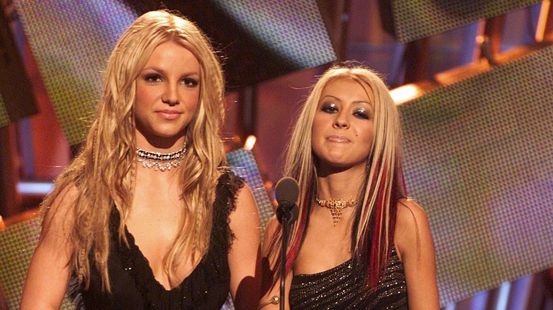 Britney Spears and Christina Aguilera onstage 