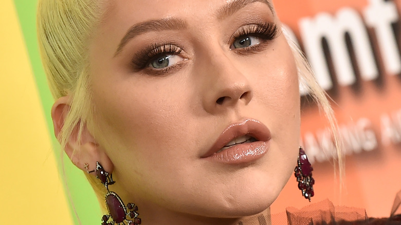 Christina Aguilera wearing earrings