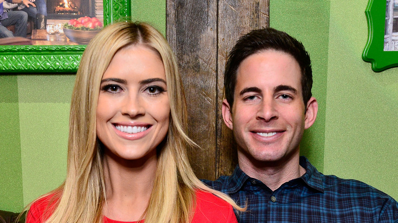 Christina Hall and Tarek El Moussa smile in close-up