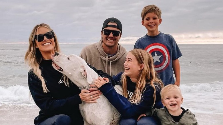 Christina Hall and family posing