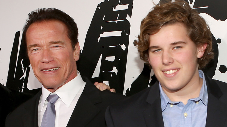 Arnold Schwarzenegger and Christopher Schwarzenegger at "The Last Stand" World Premiere