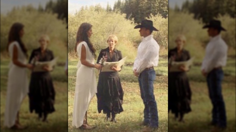 Nicole Muirbrook and Taylor Sheridan on their wedding day.