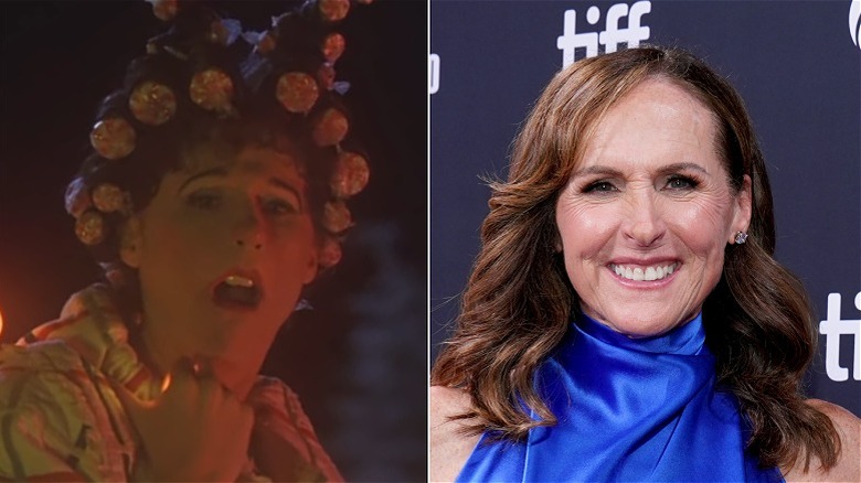 Split image of Molly Shannon as Betty Lou Who and Molly Shannon smiling in 2025