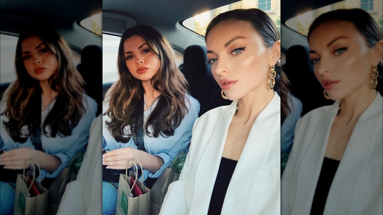 Morgan and Francesca Eastwood in car