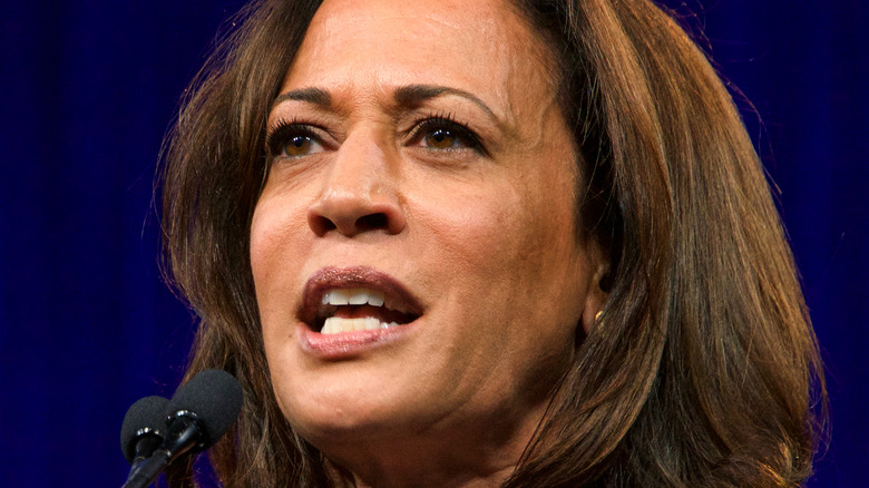 Kamala Harris speaking at an event 