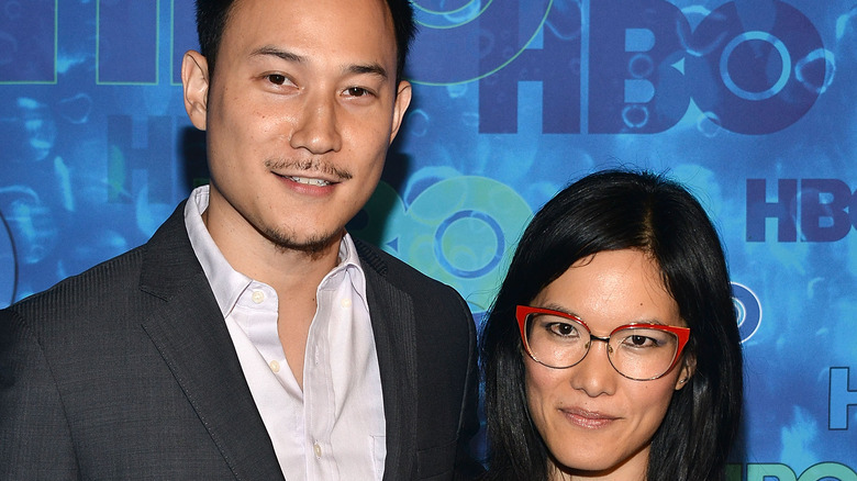 Ali Wong and her husband on the red carpet 