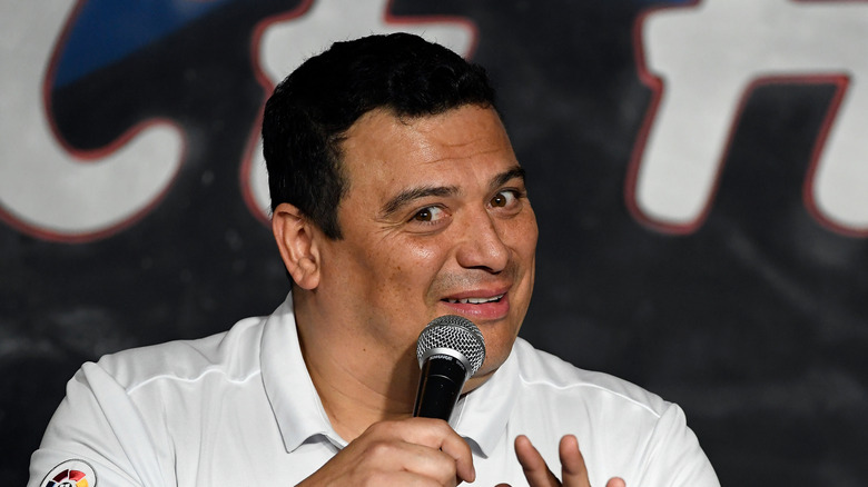 Comedian Carlos Mencia during a bit