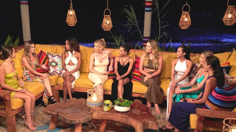 Women talking, phone-free, on Bachelor in Paradise