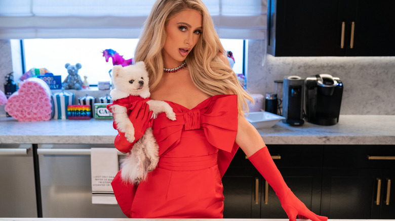 Paris Hilton on the set of "Cooking With Paris"