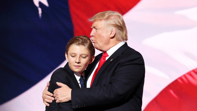 Donald Trump kissing Barron Trump