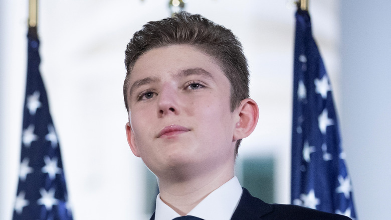 Barron Trump with American flag