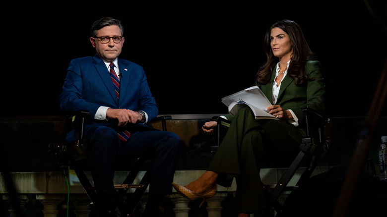 Mike Johnson and Kaitlan Collins seated on her CNN show.