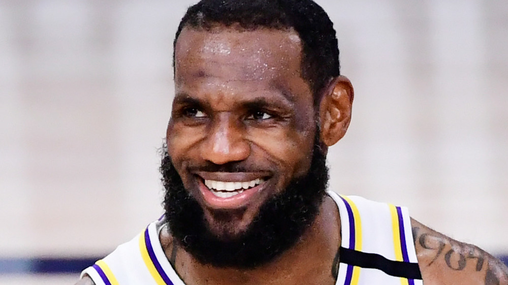 LeBron James smiling in the court
