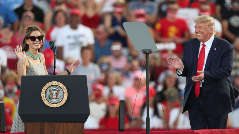 Donald Trump applauding Hope Hicks