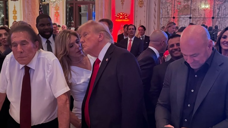 Marla Maples whispers in Donald Trump's ear at Mar-a-Lago event