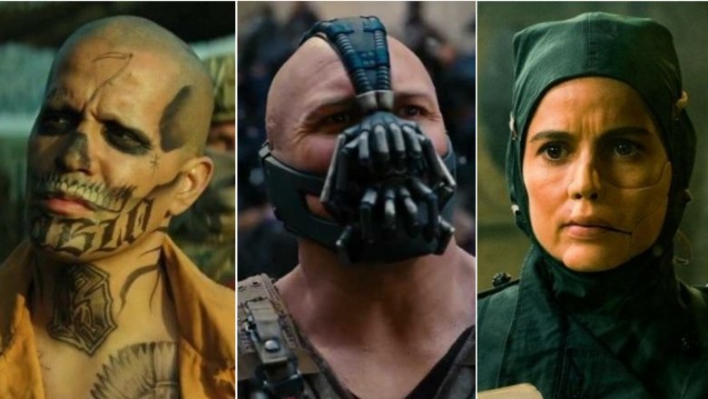 Jay Hernandez as El Diablo, Tom Hardy as Bane, Elena Anaya as Dr. Maru