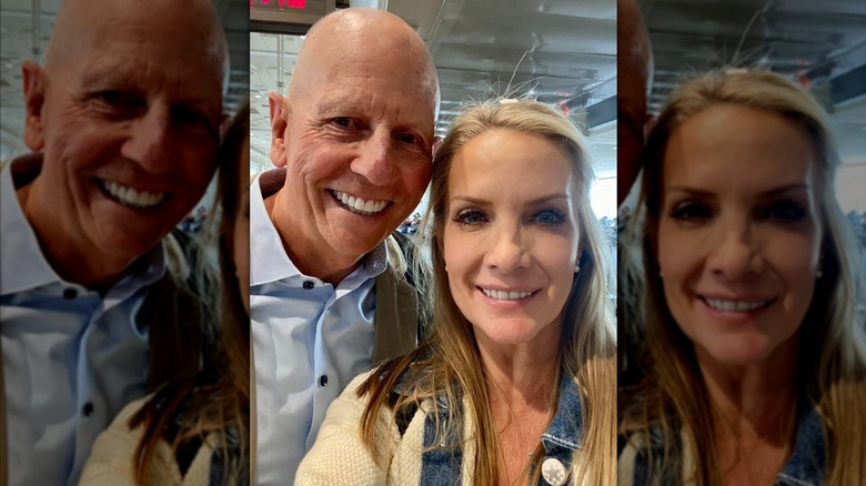Dana Perino and Peter McMahon smiling in airport selfie.