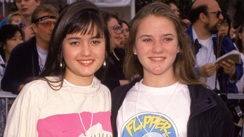 Throwback photo of a young Danica McKellar posing with her sister Crystal McKellar