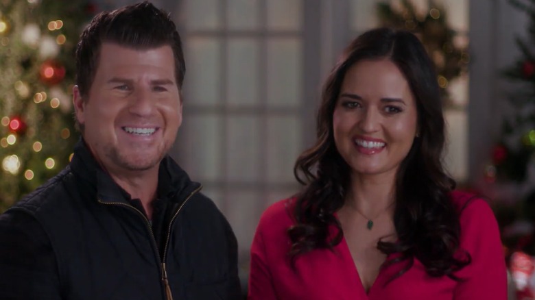 Jason Hervey and Danica McKellar in a Hallmark promotional video for "You, Me & The Christmas Trees."