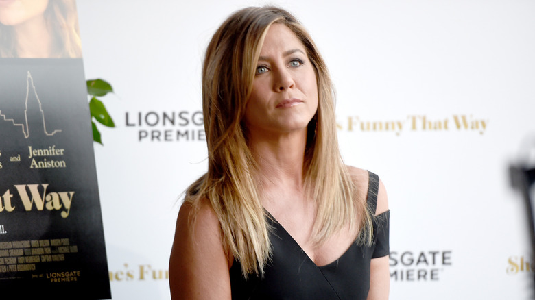Jennifer Aniston looking serious