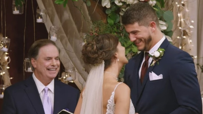 Matthew Barnett and Amber Pike at the altar