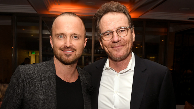 Aaron Paul and Bryan Cranston posing