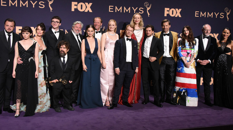 The cast of Game of Thrones posing at the Emmys