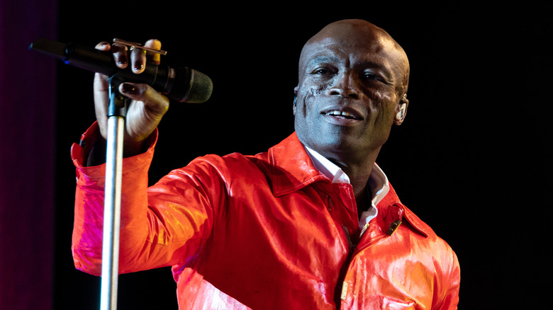 Seal on stage holding a mic stand