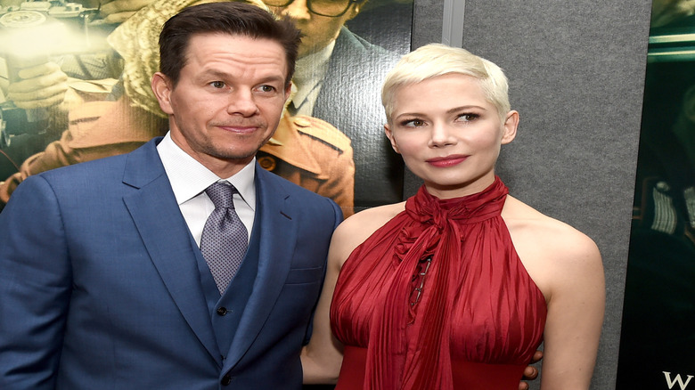 Mark Wahlberg and Michelle Williams posing together on the red carpet