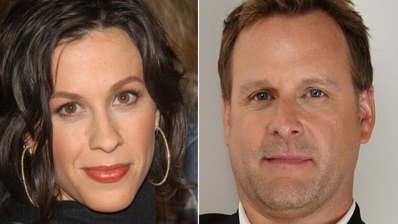 Alanis Morissette smiling Dave Coulier stubble