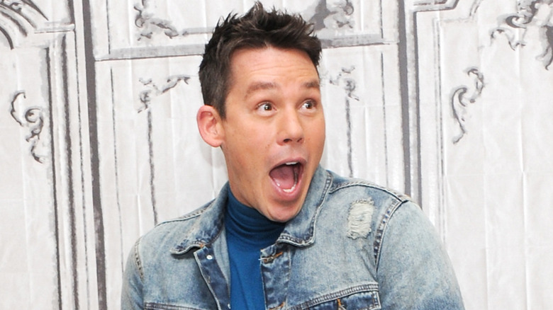 David Bromstad denim jacket surprised look