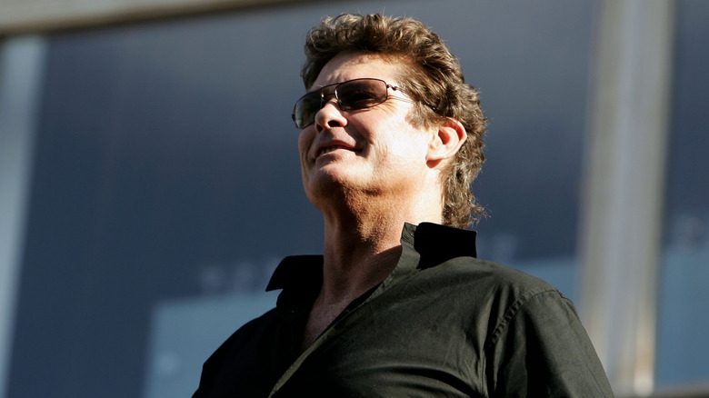 David Hasselhoff sitting at Wimbledon in 2006