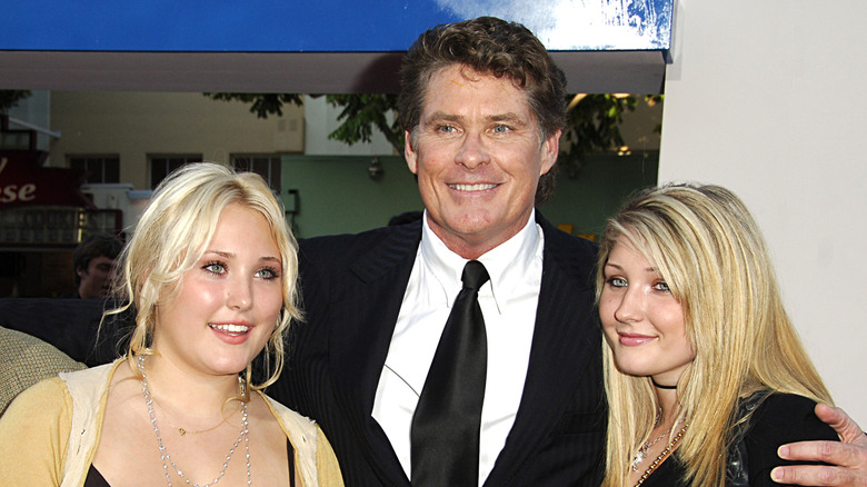 David Hasselhoff and his daughters at the LA premiere of Click