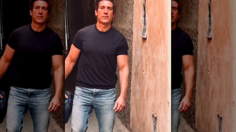 David Muir poses in a tight shirt in Marrakech
