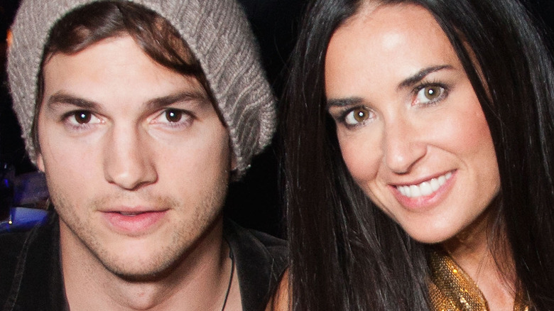 Ashton Kutcher, Demi Moore smiling