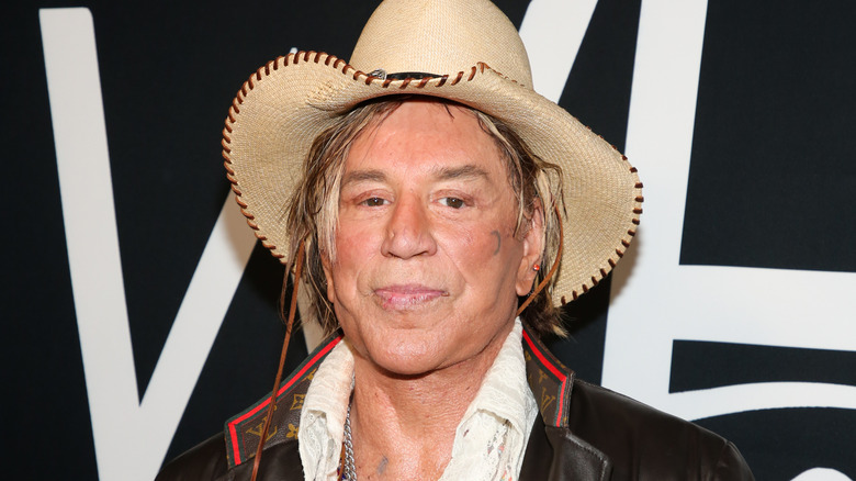 Mickey Rourke wearing a hat