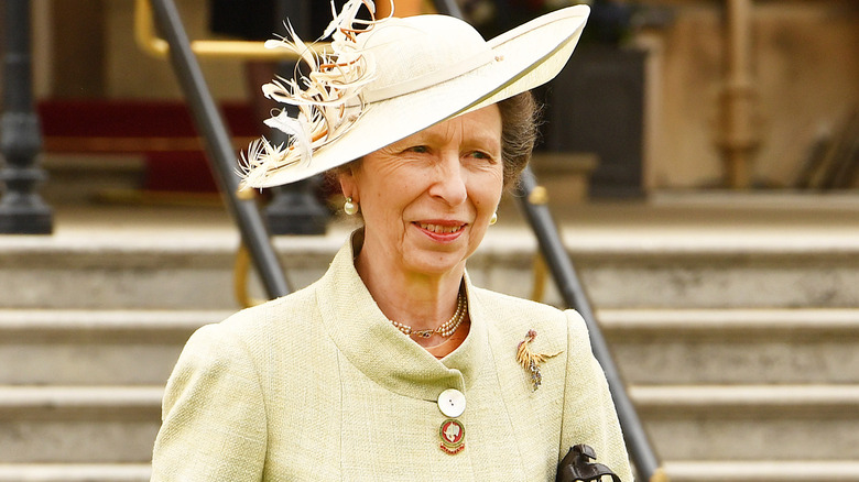 Princess Anne in a white hat