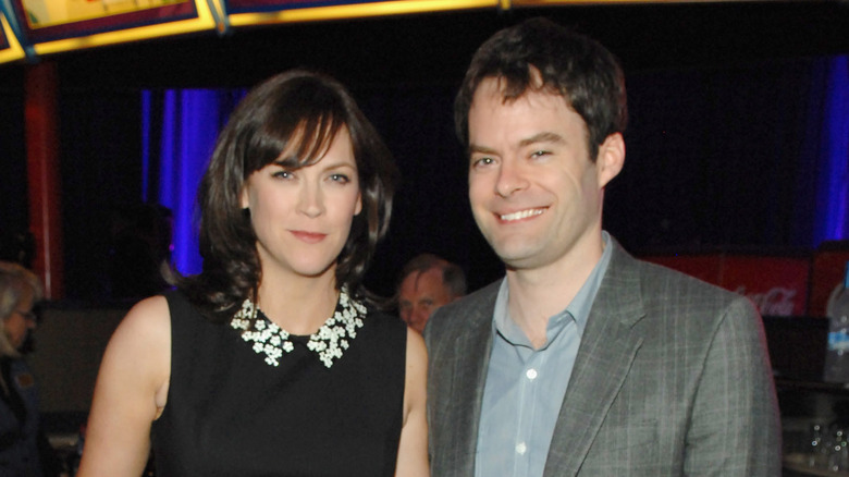 Bill Hader and Maggie Carey smiling