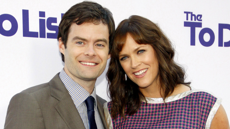 Bill Hader and Maggie Carey smiling