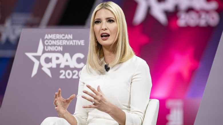 Ivanka Trump speaking on stage at CPAC 2020.
