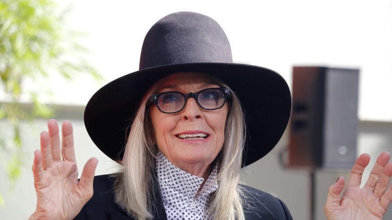 Diane Keaton waving