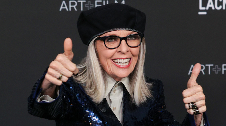Diane Keaton gives the thumps up in 2021